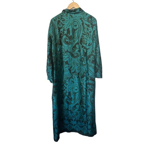 Zara Blue Green Silky Paisley Long Sleeve Oversized Maxi Dress Small NWT - Picture 2 of 4